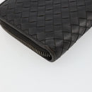 BOTTEGA VENETA INTRECCIATO Long Wallet Leather Dark Brown Auth 182950-16