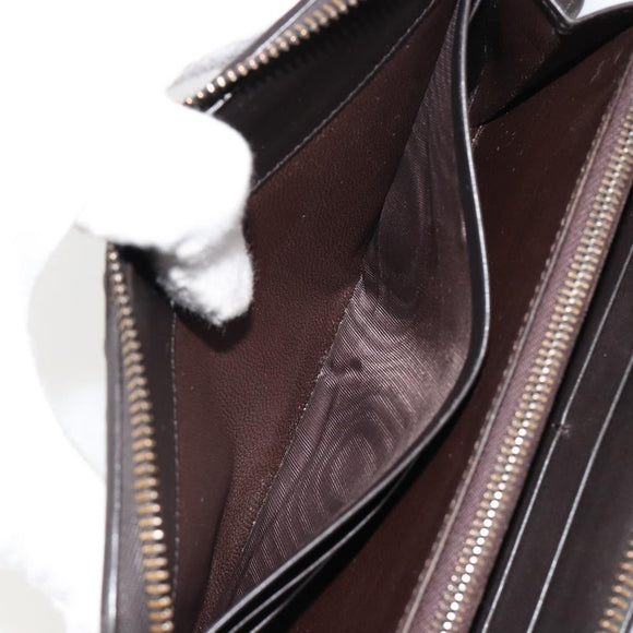BOTTEGA VENETA INTRECCIATO Long Wallet Leather Dark Brown Auth 182950