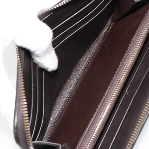 BOTTEGA VENETA INTRECCIATO Long Wallet Leather Dark Brown Auth 182950