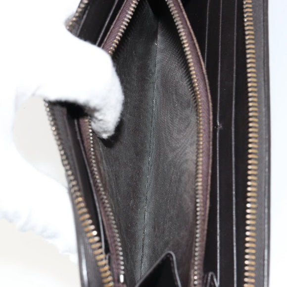 BOTTEGA VENETA INTRECCIATO Long Wallet Leather Dark Brown Auth 182950