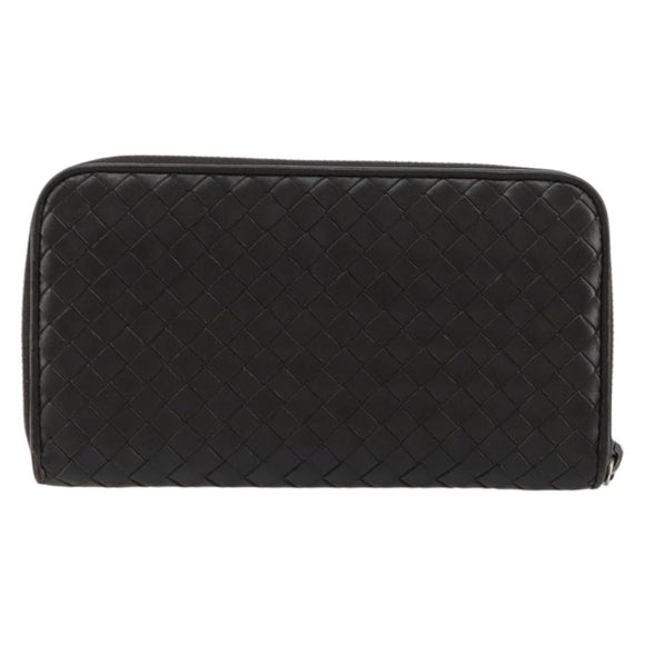 BOTTEGA VENETA INTRECCIATO Long Wallet Leather Dark Brown Auth 182950
