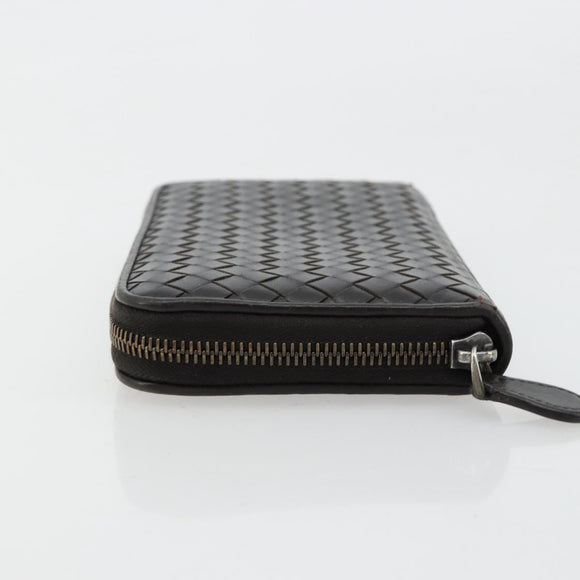 BOTTEGA VENETA INTRECCIATO Long Wallet Leather Dark Brown Auth 182950