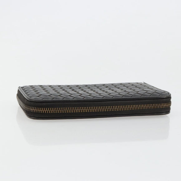BOTTEGA VENETA INTRECCIATO Long Wallet Leather Dark Brown Auth 182950