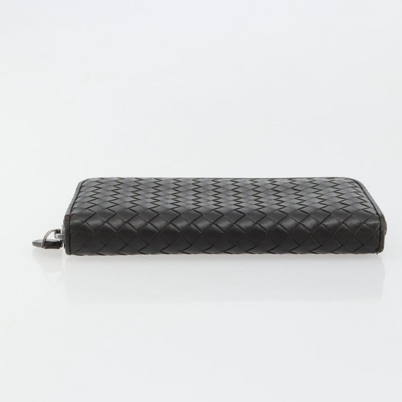 BOTTEGA VENETA INTRECCIATO Long Wallet Leather Dark Brown Auth 182950