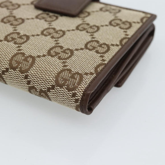 GUCCI GG Canvas Compact Wallet Beige Auth 182952M