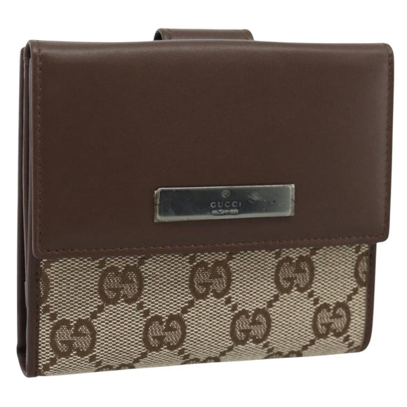 GUCCI GG Canvas Compact Wallet Beige Auth 182952M