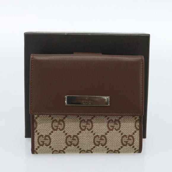 GUCCI GG Canvas Compact Wallet Beige Auth 182952M