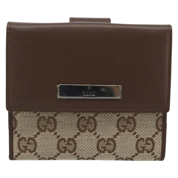 GUCCI GG Canvas Compact Wallet Beige Auth 182952M
