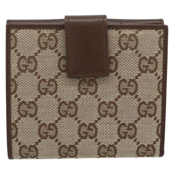 GUCCI GG Canvas Compact Wallet Beige Auth 182952M