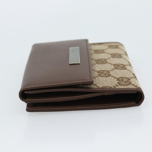 GUCCI GG Canvas Compact Wallet Beige Auth 182952M