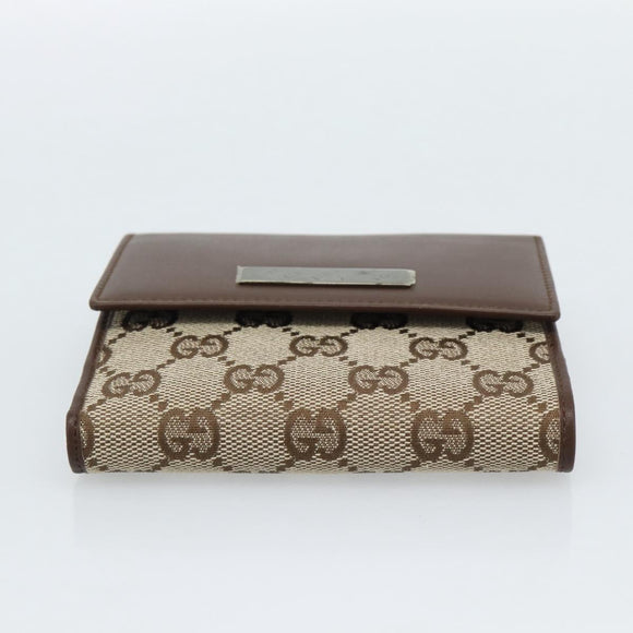 GUCCI GG Canvas Compact Wallet Beige Auth 182952M