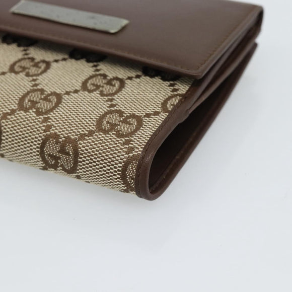 GUCCI GG Canvas Compact Wallet Beige Auth 182952M