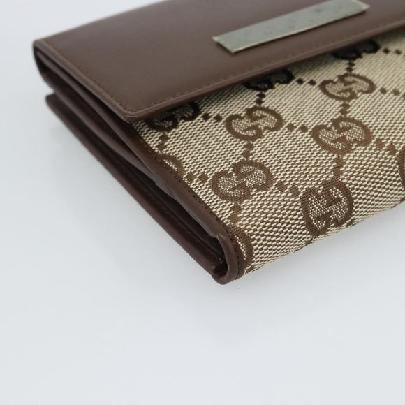 GUCCI GG Canvas Compact Wallet Beige Auth 182952M
