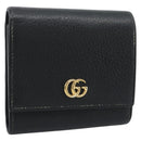 GUCCI GG Marmont Compact Wallet Leder Schwarz Gold 598587 Auth 182955M-1