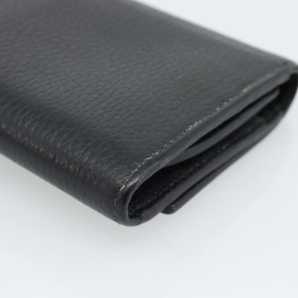 GUCCI GG Marmont Compact Wallet Leder Schwarz Gold 598587 Auth 182955M