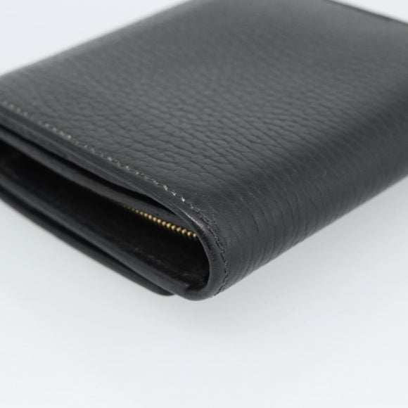 GUCCI GG Marmont Compact Wallet Leder Schwarz Gold 598587 Auth 182955M