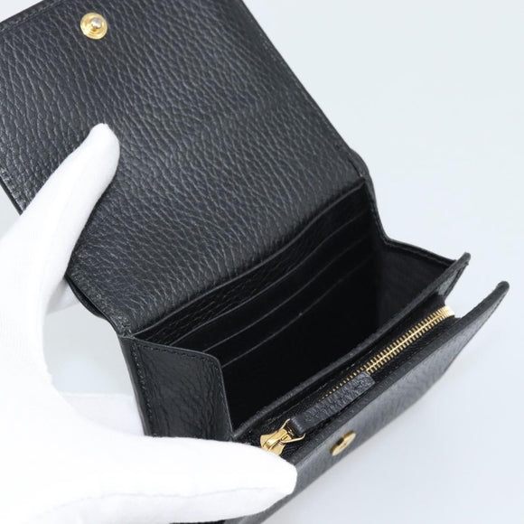 GUCCI GG Marmont Compact Wallet Leder Schwarz Gold 598587 Auth 182955M