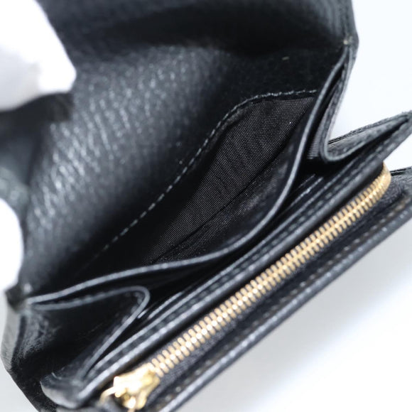 GUCCI GG Marmont Compact Wallet Leder Schwarz Gold 598587 Auth 182955M
