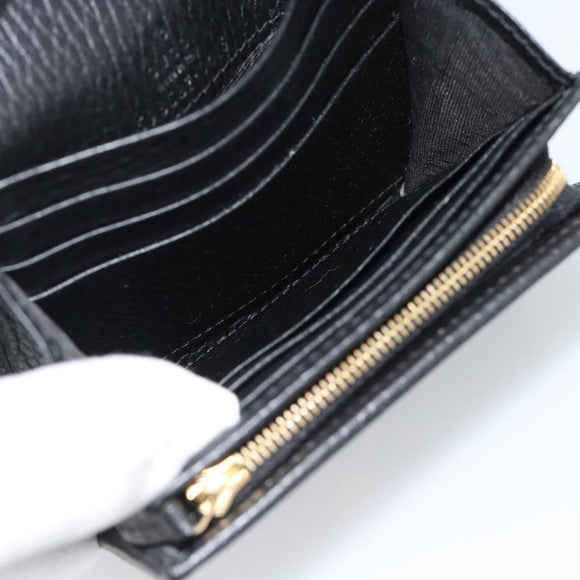 GUCCI GG Marmont Compact Wallet Leder Schwarz Gold 598587 Auth 182955M