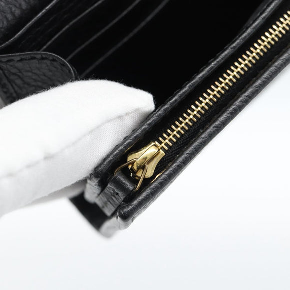 GUCCI GG Marmont Compact Wallet Leder Schwarz Gold 598587 Auth 182955M