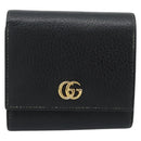 GUCCI GG Marmont Compact Wallet Leder Schwarz Gold 598587 Auth 182955M-2