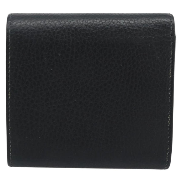 GUCCI GG Marmont Compact Wallet Leder Schwarz Gold 598587 Auth 182955M