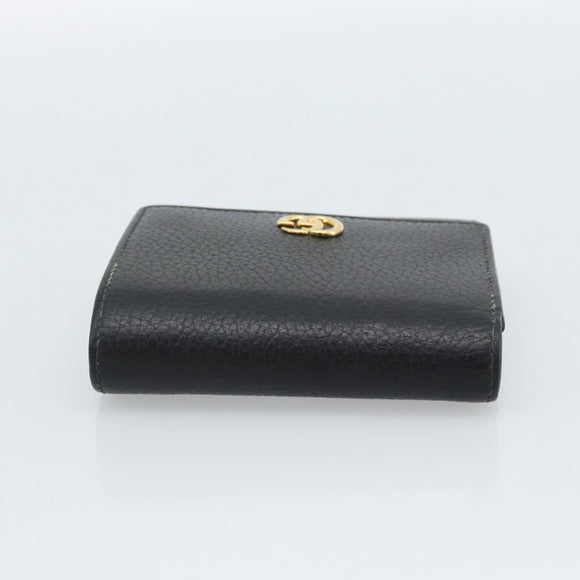 GUCCI GG Marmont Compact Wallet Leder Schwarz Gold 598587 Auth 182955M