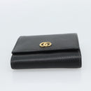 GUCCI GG Marmont Compact Wallet Leder Schwarz Gold 598587 Auth 182955M-7