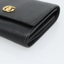 GUCCI GG Marmont Compact Wallet Leder Schwarz Gold 598587 Auth 182955M-8