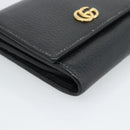 GUCCI GG Marmont Compact Wallet Leder Schwarz Gold 598587 Auth 182955M-9