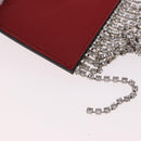 Miu Miu Chain Shoulder Card Case Leather Red Silver Auth 182957SM-19