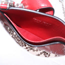 Miu Miu Chain Shoulder Card Case Leather Red Silver Auth 182957SM-10