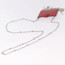 Miu Miu Chain Shoulder Card Case Leather Red Silver Auth 182957SM-7