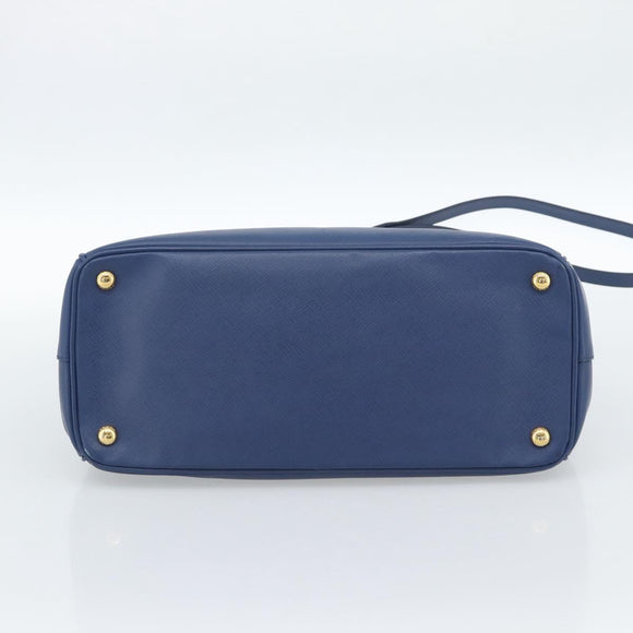 PRADA Galleria Handtasche Saffiano-Leder 2-Wege Blau Gold Original 182959A