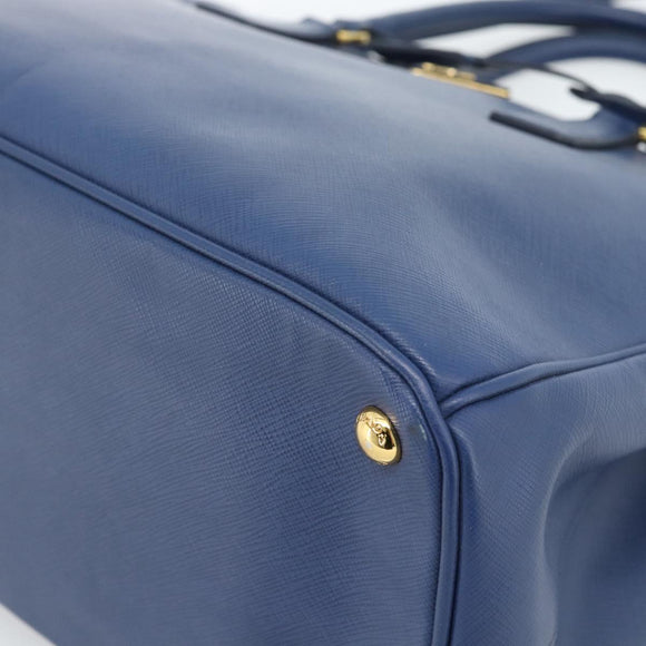 PRADA Galleria Handtasche Saffiano-Leder 2-Wege Blau Gold Original 182959A