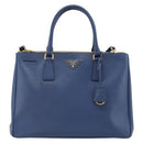 PRADA Galleria Handtasche Saffiano-Leder 2-Wege Blau Gold Original 182959A-2