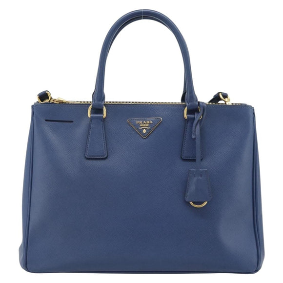 PRADA Galleria Handtasche Saffiano-Leder 2-Wege Blau Gold Original 182959A
