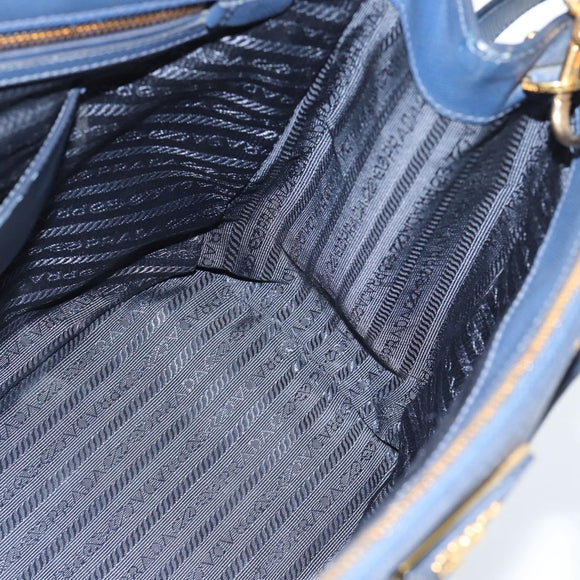 PRADA Galleria Handtasche Saffiano-Leder 2-Wege Blau Gold Original 182959A