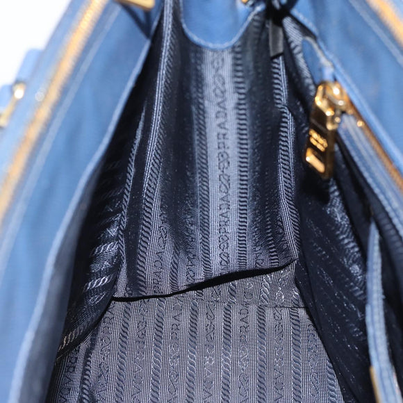 PRADA Galleria Handtasche Saffiano-Leder 2-Wege Blau Gold Original 182959A
