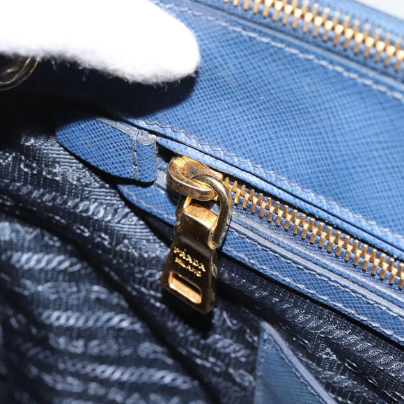 PRADA Galleria Handtasche Saffiano-Leder 2-Wege Blau Gold Original 182959A
