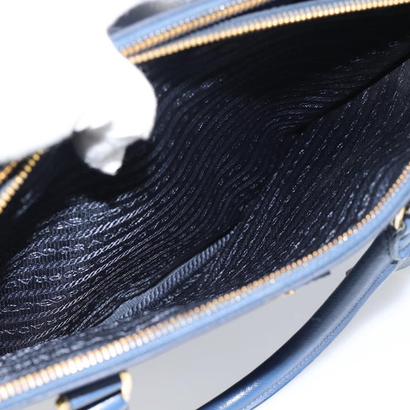 PRADA Galleria Handtasche Saffiano-Leder 2-Wege Blau Gold Original 182959A