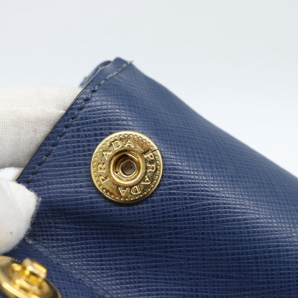 PRADA Galleria Handtasche Saffiano-Leder 2-Wege Blau Gold Original 182959A