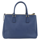 PRADA Galleria Handtasche Saffiano-Leder 2-Wege Blau Gold Original 182959A-3