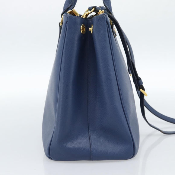 PRADA Galleria Handtasche Saffiano-Leder 2-Wege Blau Gold Original 182959A