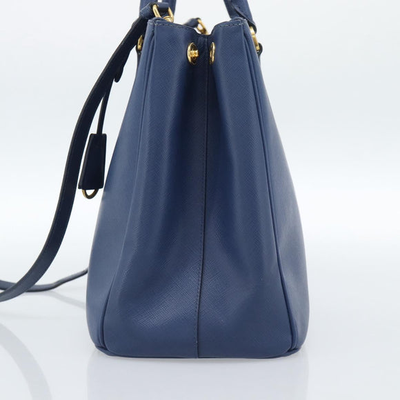PRADA Galleria Handtasche Saffiano-Leder 2-Wege Blau Gold Original 182959A
