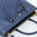 PRADA Galleria Handtasche Saffiano-Leder 2-Wege Blau Gold Original 182959A-6
