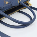 PRADA Galleria Handtasche Saffiano-Leder 2-Wege Blau Gold Original 182959A-7