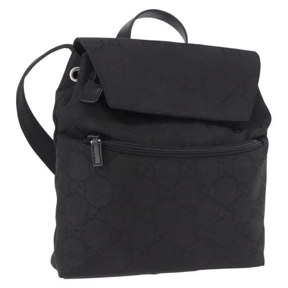 GUCCI GG Canvas Backpack Black Silver 003 0242 Auth 182962A
