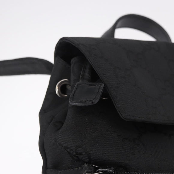 GUCCI GG Canvas Backpack Black Silver 003 0242 Auth 182962A