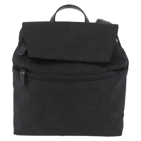 GUCCI GG Canvas Backpack Black Silver 003 0242 Auth 182962A